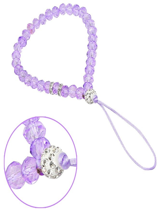 zdyCGTime Cell Phone Lanyard Strap Bling Crystal Beads Hand Wrist Lanyard Strap String for Cell Phone Camera Purse MP3 MP4 iPod PSP Keychain (2 Packs)(17cmBlack&Purple) - Image 4