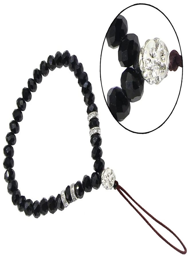 zdyCGTime Cell Phone Lanyard Strap Bling Crystal Beads Hand Wrist Lanyard Strap String for Cell Phone Camera Purse MP3 MP4 iPod PSP Keychain (2 Packs)(17cmBlack&Purple) - Image 3