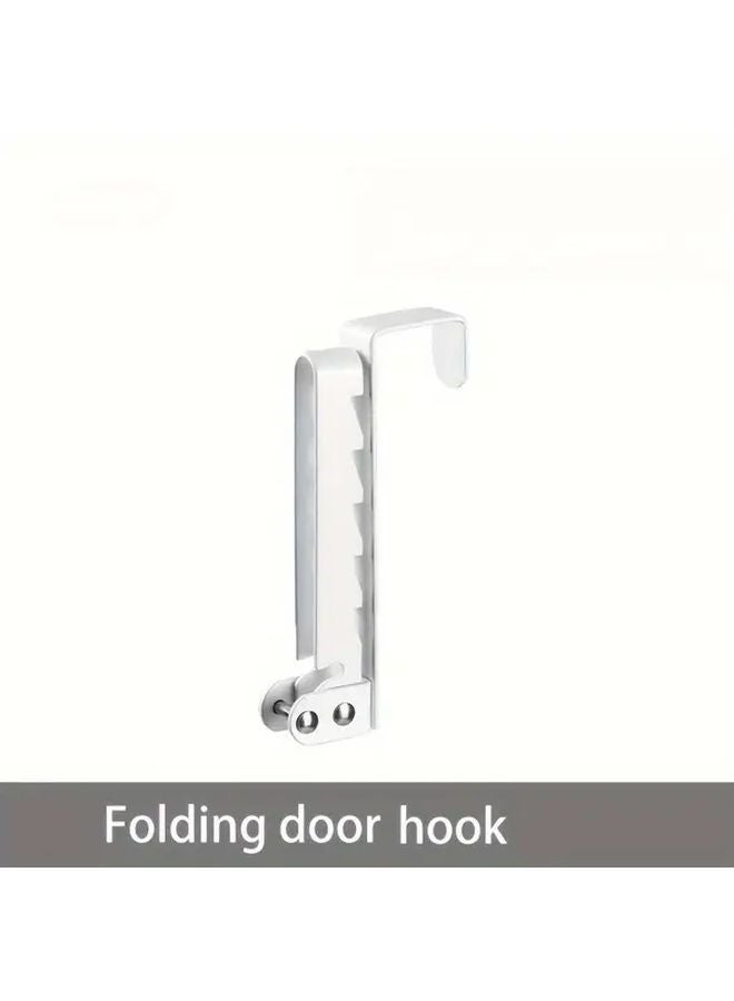 الخطافات البيضاء القابلة للطي فوق الباب، رف تخزين متين منظّم - Image 4