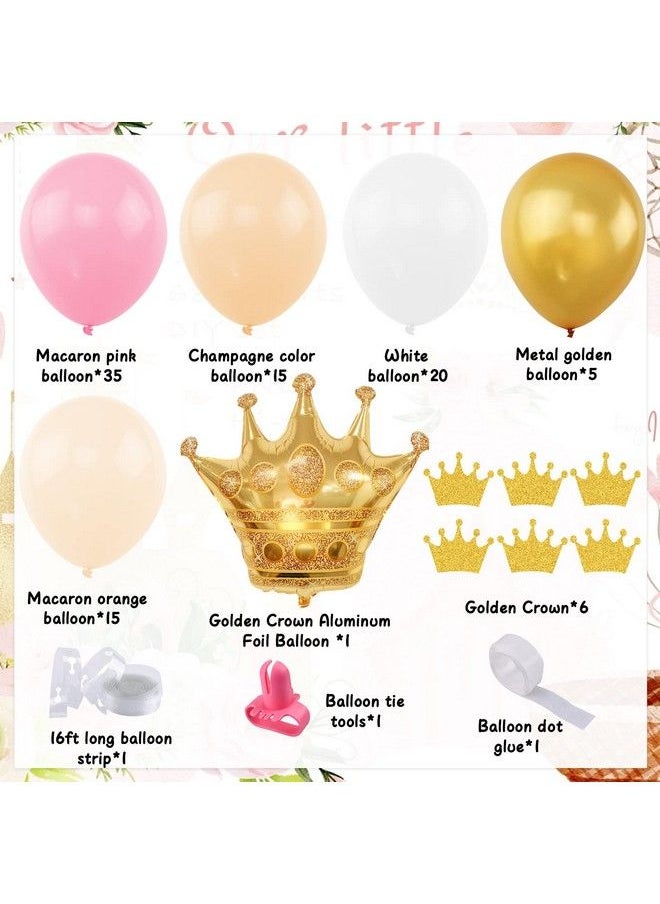 K KUMEED - Princess Balloons Arch Kitlittle Princess Pink And Gold Balloon Garland Crown Foil Balloons For Girls Princess Theme Party Baby Shower Birthday Party - Image 1