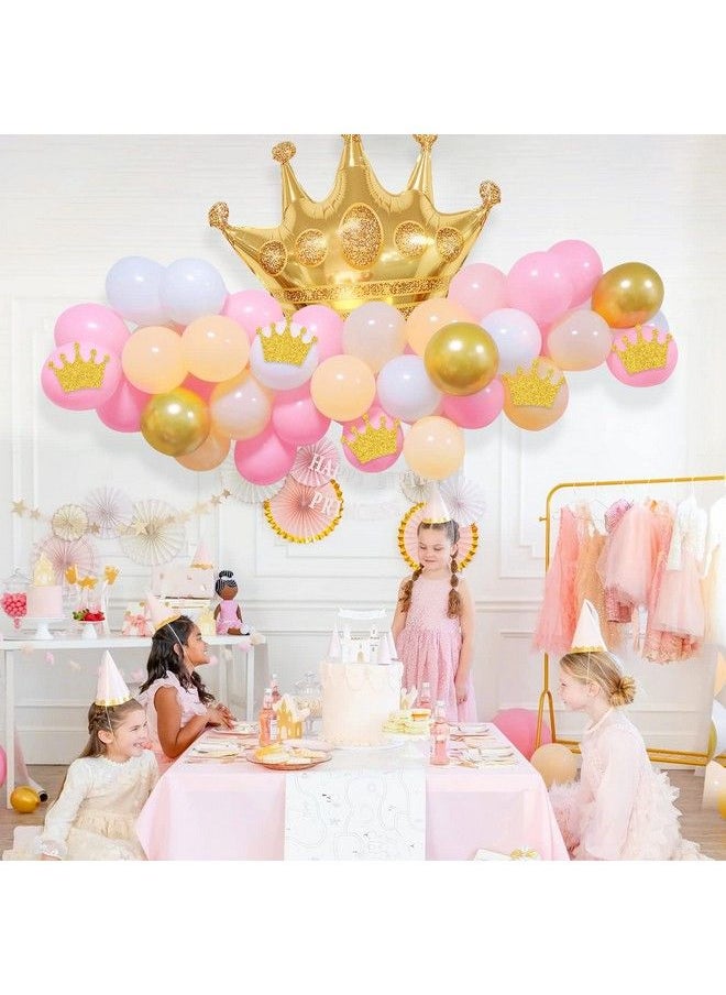 K KUMEED - Princess Balloons Arch Kitlittle Princess Pink And Gold Balloon Garland Crown Foil Balloons For Girls Princess Theme Party Baby Shower Birthday Party - Image 1