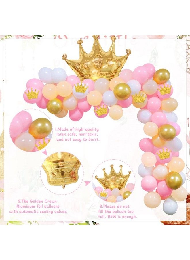 K KUMEED - Princess Balloons Arch Kitlittle Princess Pink And Gold Balloon Garland Crown Foil Balloons For Girls Princess Theme Party Baby Shower Birthday Party - Image 1
