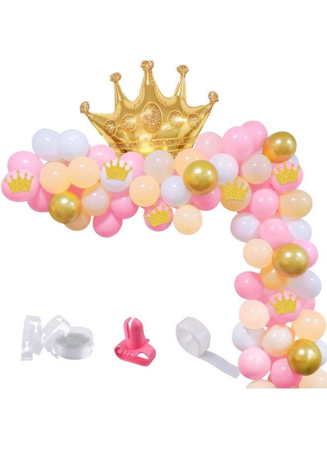 K KUMEED - Princess Balloons Arch Kitlittle Princess Pink And Gold Balloon Garland Crown Foil Balloons For Girls Princess Theme Party Baby Shower Birthday Party - Image 1