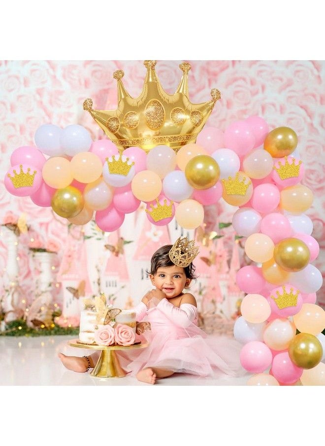 K KUMEED - Princess Balloons Arch Kitlittle Princess Pink And Gold Balloon Garland Crown Foil Balloons For Girls Princess Theme Party Baby Shower Birthday Party - Image 1
