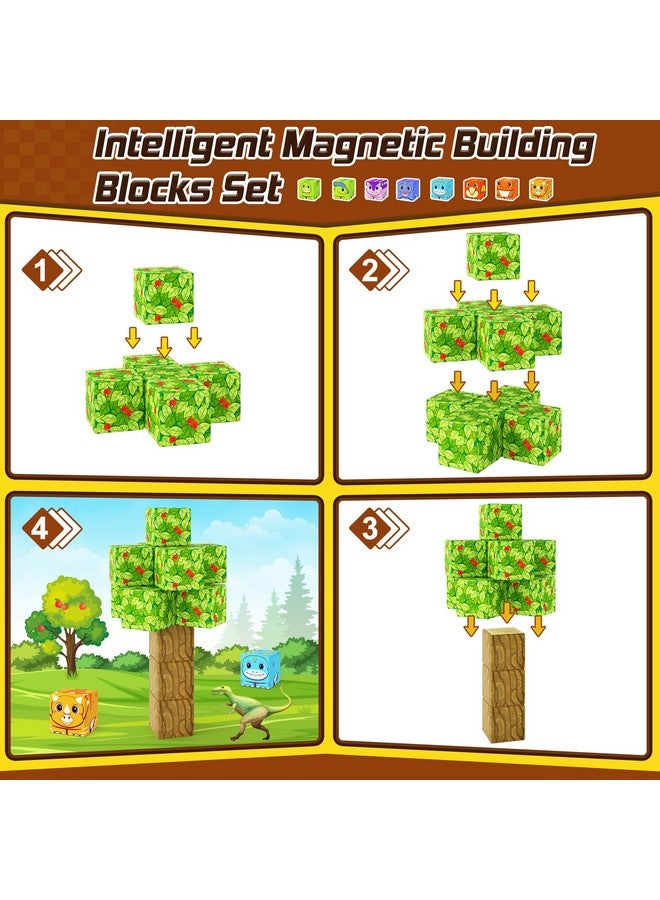 Coodoo Dinosaur Toys Magnetic Blocks - Build Mine Magnet World Dinosaur Adventure Set, Magnetic Building Blocks Outdoor Toddler Toys For 3+ Year Old Boys & Girls, Creative Jurassic Scenes Kids Toys Games - Image 4