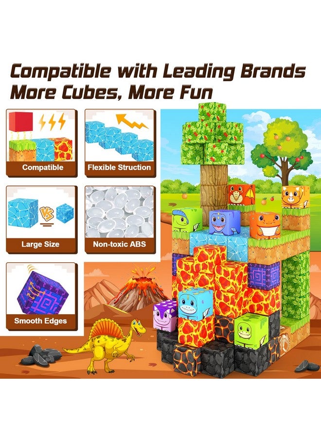 Coodoo Dinosaur Toys Magnetic Blocks - Build Mine Magnet World Dinosaur Adventure Set, Magnetic Building Blocks Outdoor Toddler Toys For 3+ Year Old Boys & Girls, Creative Jurassic Scenes Kids Toys Games - Image 2