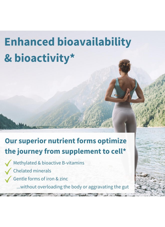 Pure & Essential Advanced Vegan Methylated Multivitamin & Minerals for Women with Iron, Folate, Clean Label, Non-GMO, Sustained Release, 180 Tablets