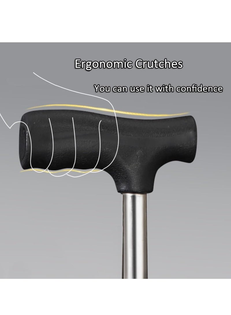 XiuWoo Folding Crutches with Seat, Portable Lightweight Aluminum Walking Cane, for Camping, Hiking, Easy Carry, black - Image 3