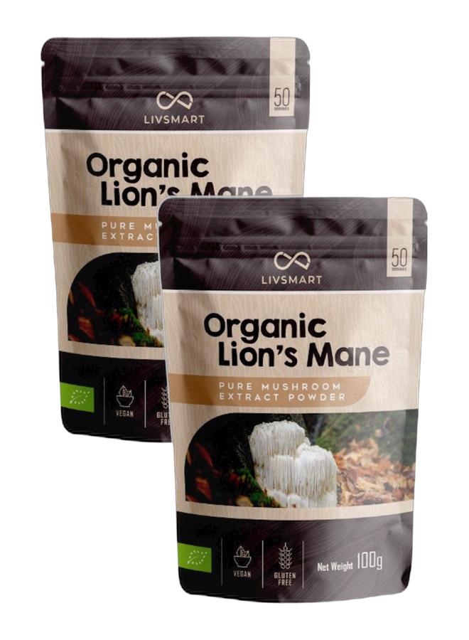 LIVSMART Organic Lions Mane Mushroom Powder 100g, Pack of 2 - Image 1
