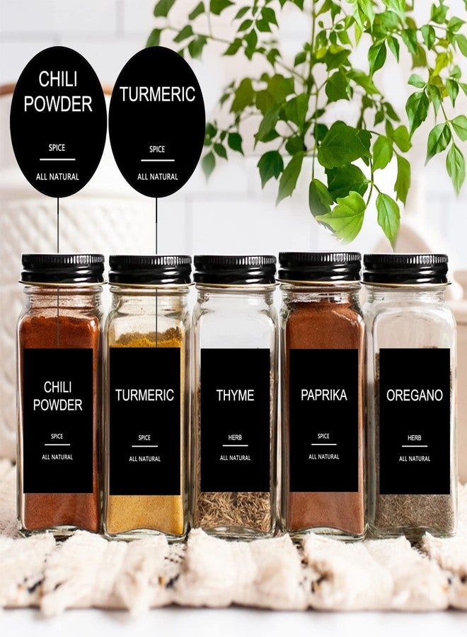GPOVVIMX 191 Spice Jar Labels Preprinted Minimalist Stickers - Matte Black Waterproof Label - Fit Round or Rectangle Spice Jars - Herb Seasoning Kitchen Pantry Labels - Image 2