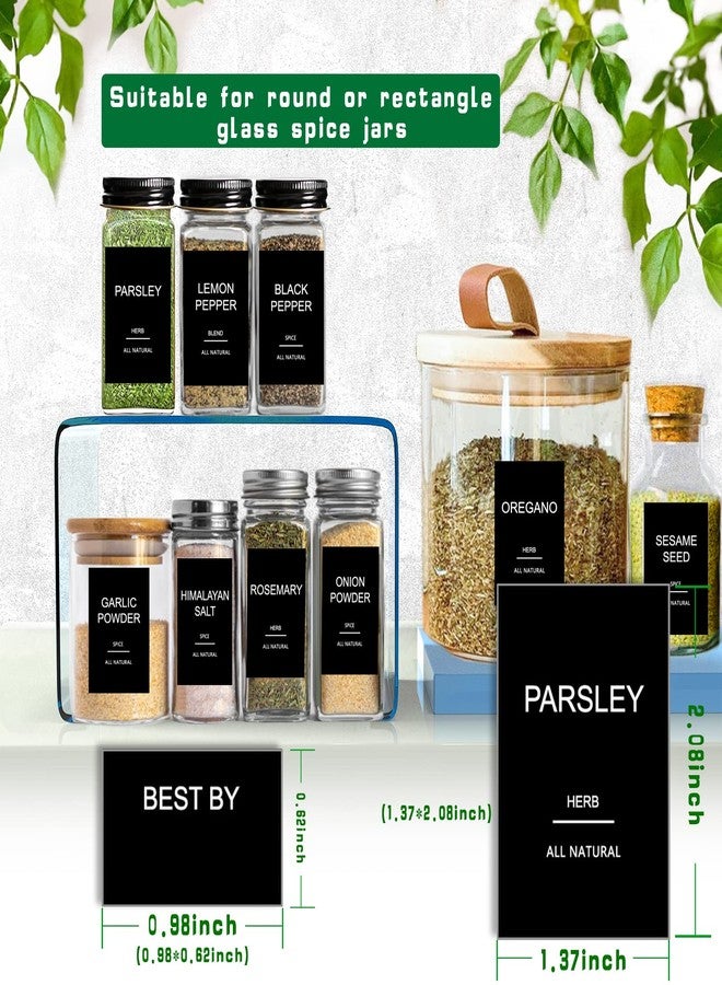 GPOVVIMX 191 Spice Jar Labels Preprinted Minimalist Stickers - Matte Black Waterproof Label - Fit Round or Rectangle Spice Jars - Herb Seasoning Kitchen Pantry Labels - Image 4