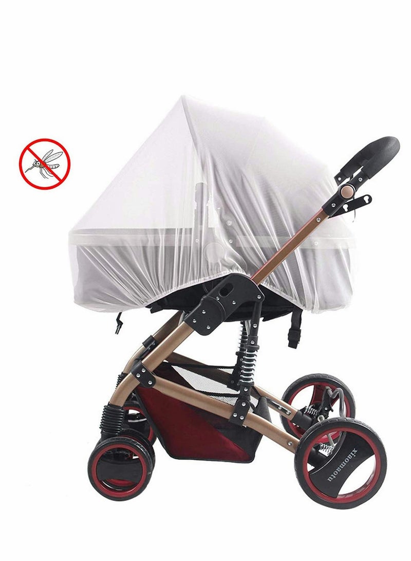 Excefore Mosquito Net for Pushchair, Insect Net Pram Net Bug Net Protection Cover Machine Washable Elastic and Breathable - for Pushchairs Pram Buggy Carrycot Fits Crib bassinet (White - 3 Pack) - Image 4
