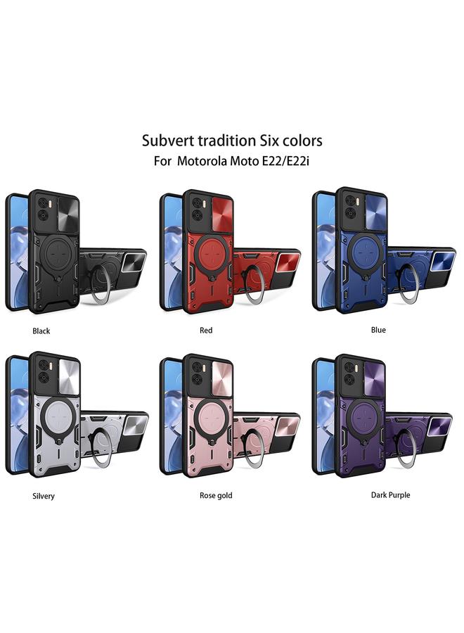 S-TOP Case For Motorola Moto E22 / E22i CD Texture Sliding Camshield Magnetic Holder Phone Case - Image 2