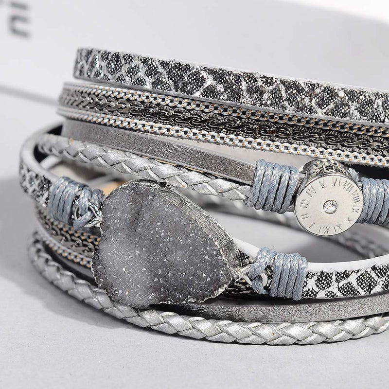 Artilady Leather Wrap Bracelet for Women - Handmade Clasp Bangle Bracelet with Pearl Beads Crystal Wristbands Jewelry Gift for lady, lover and Mother - Image 4