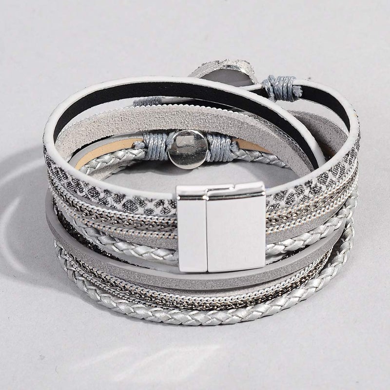 Artilady Leather Wrap Bracelet for Women - Handmade Clasp Bangle Bracelet with Pearl Beads Crystal Wristbands Jewelry Gift for lady, lover and Mother - Image 5