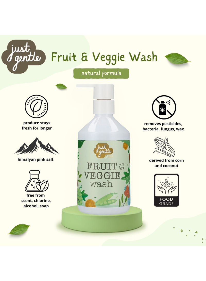 Just Gentle Fruit & Veggie Wash - Natural, Removes Pesticides & Bacteria, Safe for Babies, 300ml - Image 3