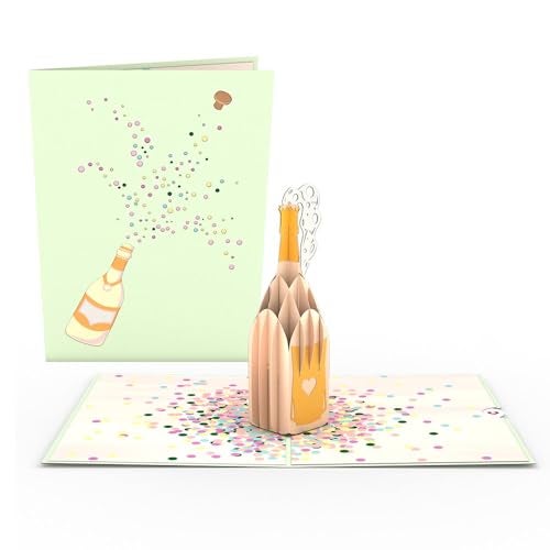 Lovepop Congratulations Pop-Up Card for Her and Him - 3D Greeting Cards for Boys, Girls, Men, Women - Champagne Pop - 5" x 7" Card - Blank Note Card & Envelope Included - Image 1