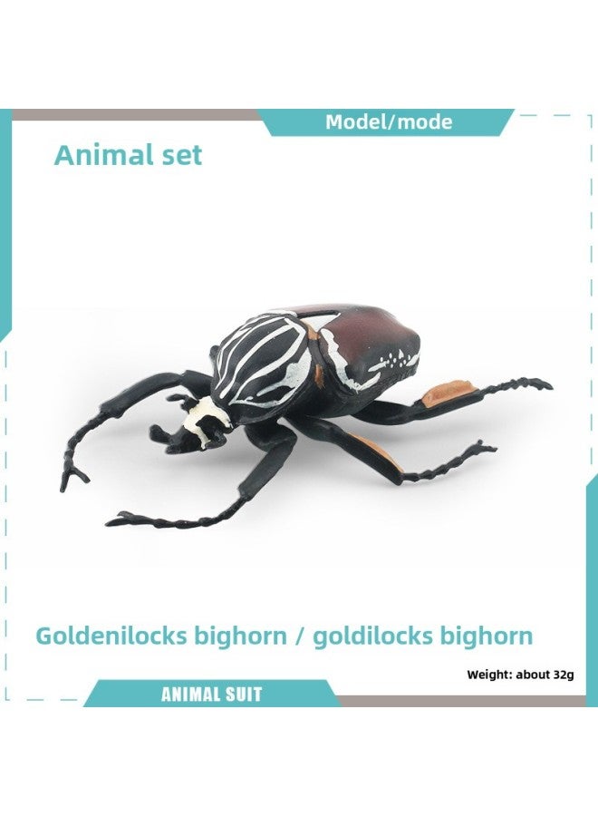 Simulation Solid Spider Unicorn Centipede Insect Model Children's Toy Butterfly Bee Animal Ornaments Sand Table-Color:T15712 Big Horned Flower Golden Turtle 32g