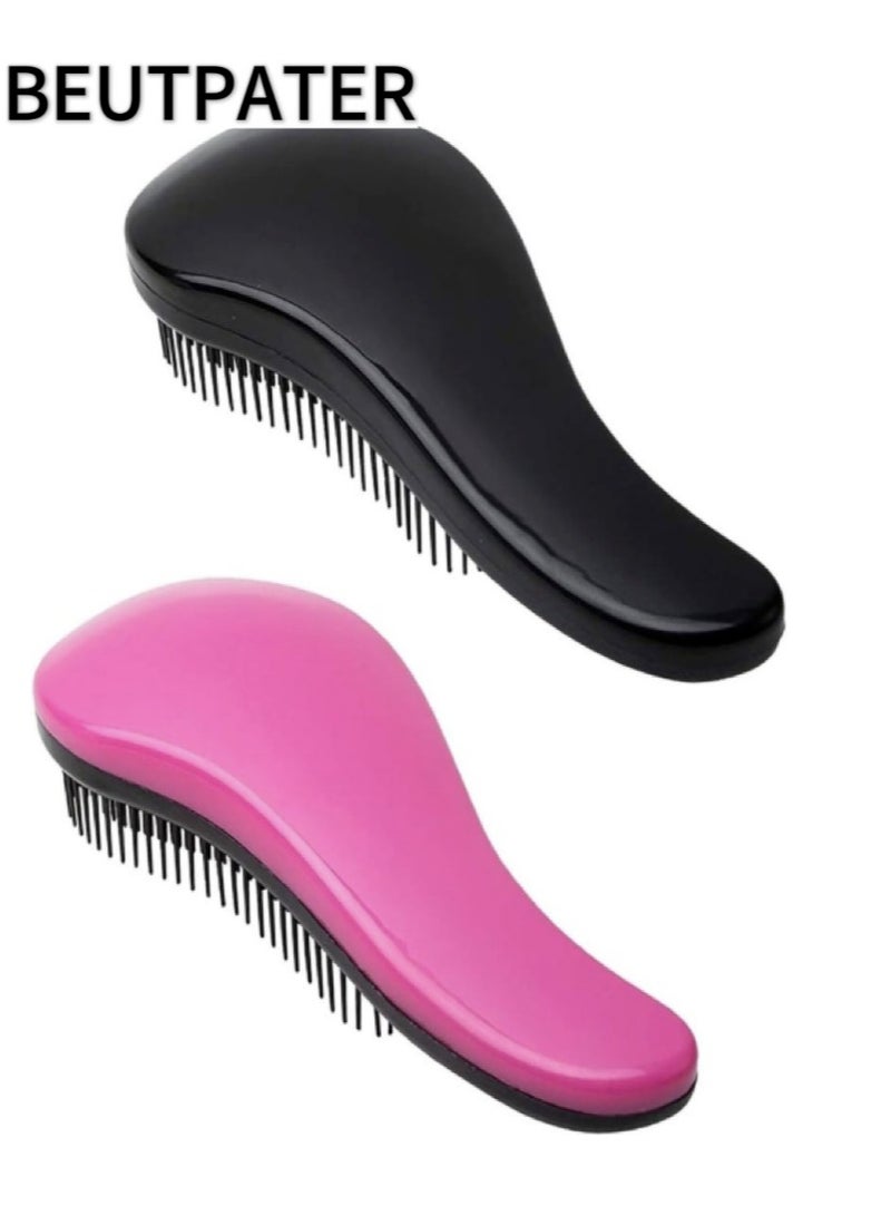 BEUTPATER 2 Pieces Anti static Hair Styling Brushes Detangling Combs for Women and Kids (Black And Pink) - Image 1