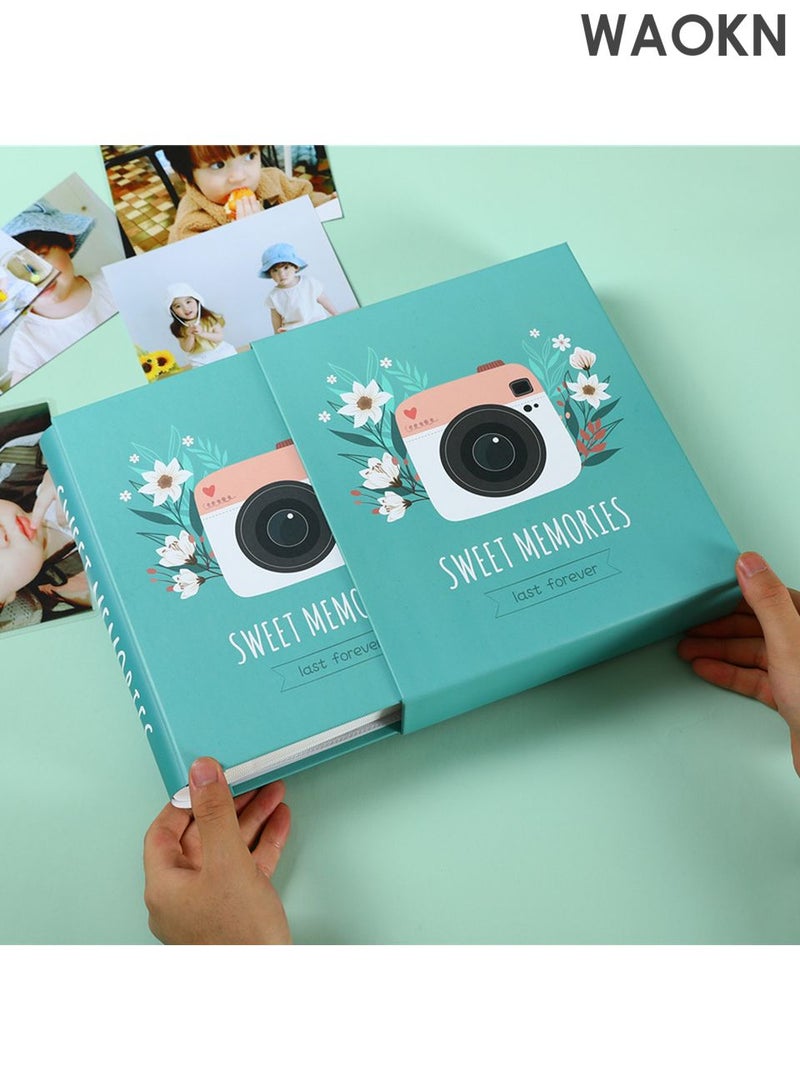 دبليو أيه أو كي أن ألبومات صور عائلية صغيرة محمولة، 200 جيب، مطبوع عليها ورق معدني، مقاس 6 بوصات، ألبوم صور متين محمول، مناسب للعائلة، حفلات الزفاف، السفر، الأولاد، البنات، هدايا أعياد الميلاد، لون أخضر. - Image 2