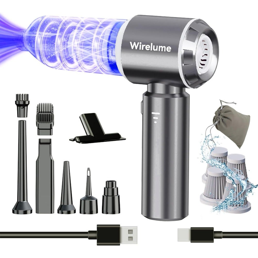 Handheld Car Vacuum Cleaner Cordless Powerful 22000Pa Strong Cyclonic Suction Blowing Brushless Motor Mini Portable Rechargeable Lightweight Blower for Pet Hair Vehicle Home Office