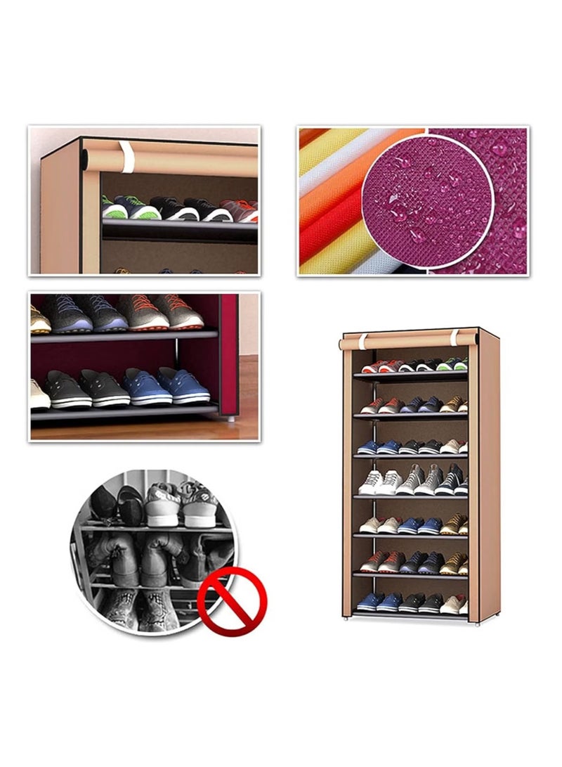 بلومنغ تايم 5 طبقة غير المنسوجة رف الأحذية بسيطة مع الغبار واقية من القماش ، بسيطة التركيب ، ماء ، البني - Image 3