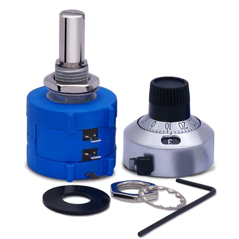Taiss 3590S-2-103L 10K Potentiometer 10-Turn Multi Turn Rotary Wire Wound Precision Potentiometer, 10 Ring Adjustable Resistor Counting Dial Rotary Knob - Image 1
