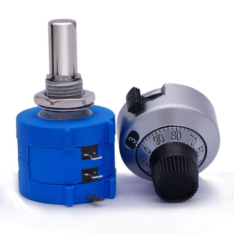 Taiss 3590S-2-103L 10K Potentiometer 10-Turn Multi Turn Rotary Wire Wound Precision Potentiometer, 10 Ring Adjustable Resistor Counting Dial Rotary Knob - Image 2