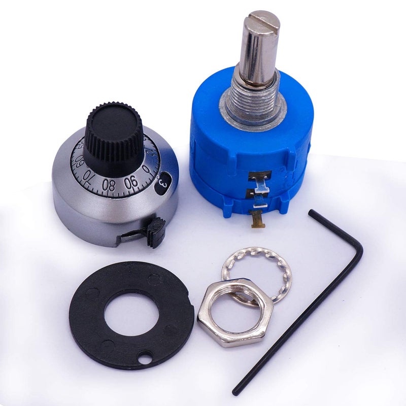 Taiss 3590S-2-103L 10K Potentiometer 10-Turn Multi Turn Rotary Wire Wound Precision Potentiometer, 10 Ring Adjustable Resistor Counting Dial Rotary Knob - Image 3