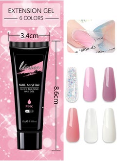 l&wen 14Pcs Nail Extension Gel Kit Natural Easy to Use Rapid Extension Convenient Long Lasting Nail Art Manicure Set for Home DIY Nail Salon for Beginners and Pros 6 Colors  - Image 3