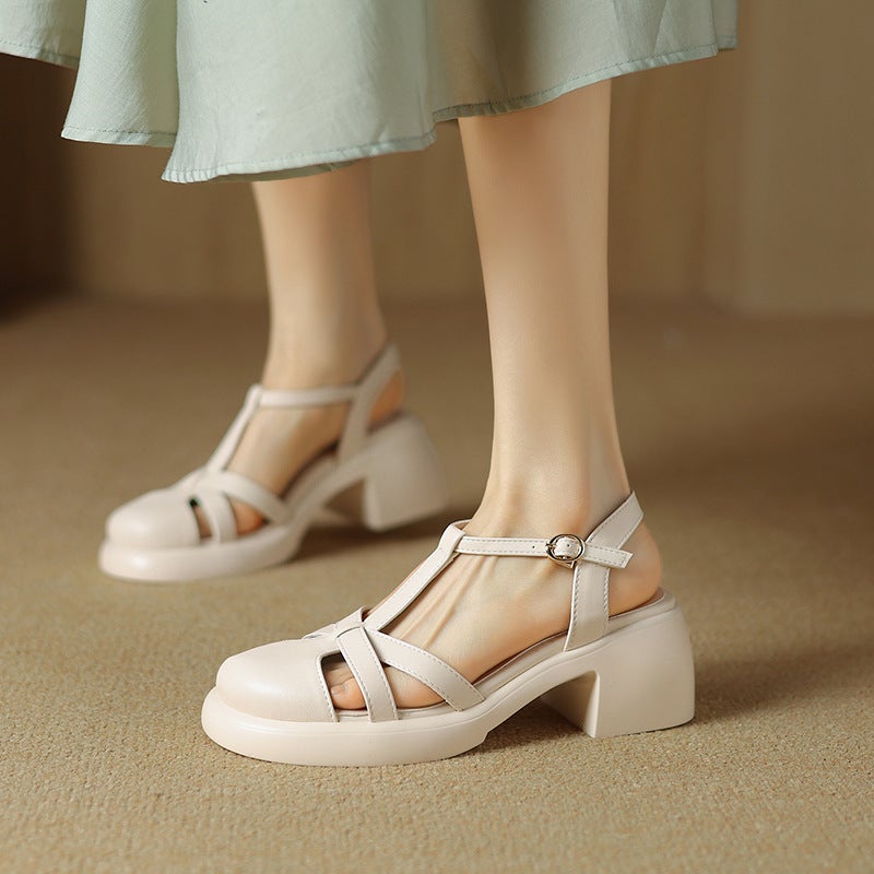 2024 Summer Fashion High Heel Round Head 33-43 Size Open Toe T-Buckle Women'S Sandals - Image 4