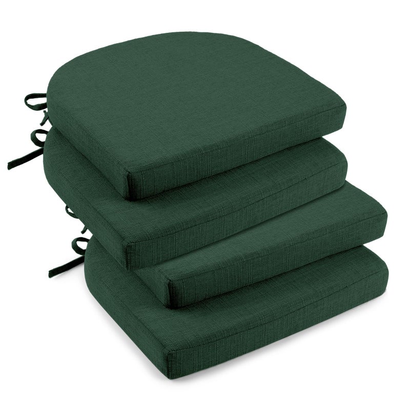 downluxe Indoor Chair Cushions for Dining Chairs Soft and Comfortable Textured Memory Foam Kitchen Chair Pads with Ties and NonSlip Backing 16 x 16 x 2 Dark Green 4 Pack - Image 2
