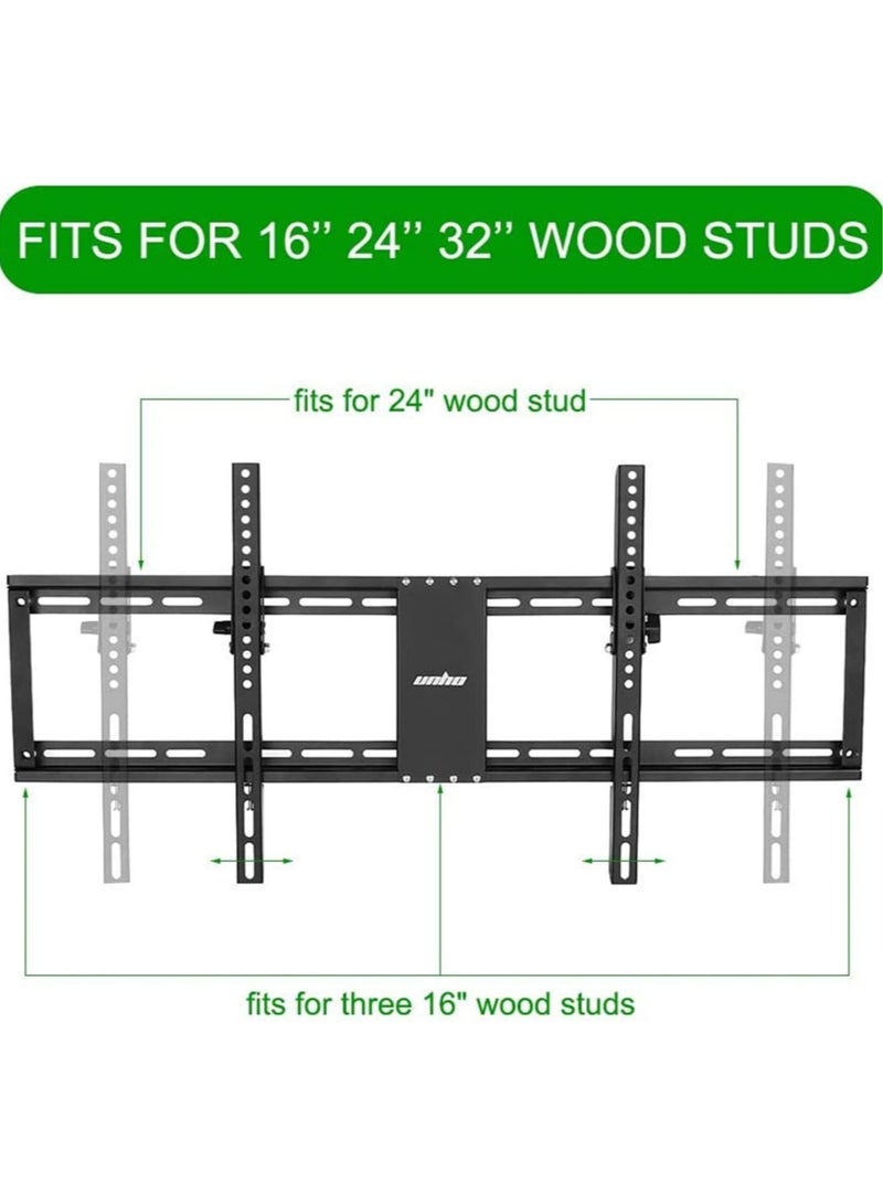 32-85" TV Wall Mount Bracket: Tilt Ultra Slim Fixed TV Mount for LED LCD OLED Plasma TVs with Spirit Level Super Strong 132 lbs Weight Capacity VESA up to 800 x 400 - Image 4