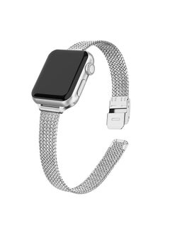 O Ozone Slim Metal Straps ompatible With Apple Watch Series 10 | Ultra 2 | 8 Ultra | 9 | 8 | 7 | 6 , 49/46/45/44/42mm Thin Narrow Stainless Steel Milanese Strap -Silver  - Image 1