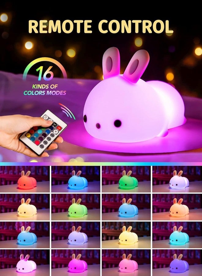 Zilloquil Bedside Companion Baby Room Decor, Rabbit Bedroom Decorative Nursery Lamp, Induction Portable Soft Silicone Cute,Style Lamp Rechargeable with Remote and Tap Control (Lovely Bunny) - Image 3