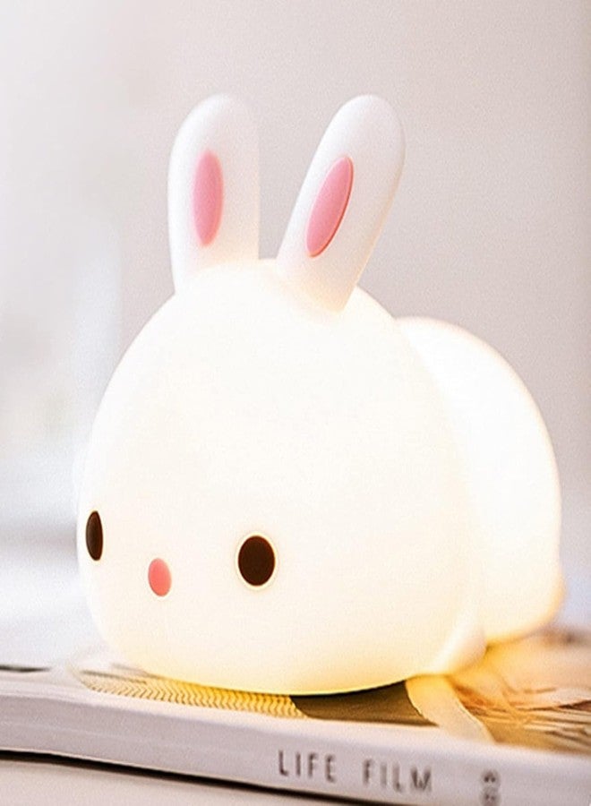 Zilloquil Bedside Companion Baby Room Decor, Rabbit Bedroom Decorative Nursery Lamp, Induction Portable Soft Silicone Cute,Style Lamp Rechargeable with Remote and Tap Control (Lovely Bunny) - Image 4