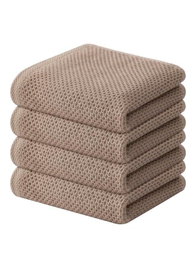 Kitinjoy 100% Cotton Waffle Weave Kitchen Towels, 4-Pack Super Soft and Absorbent Kitchen Dish Towels for Drying Dishes, Kitchen Hand Towels, 13 in x 28 in, Tan - Image 1