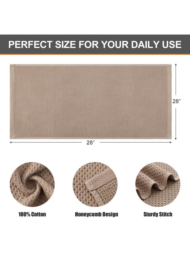 Kitinjoy 100% Cotton Waffle Weave Kitchen Towels, 4-Pack Super Soft and Absorbent Kitchen Dish Towels for Drying Dishes, Kitchen Hand Towels, 13 in x 28 in, Tan - Image 2