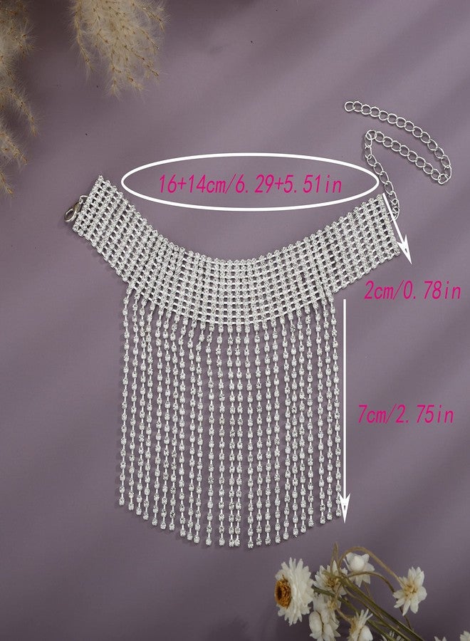 YERTTER 1pcs Wedding Silver Full Rhinestone Anklet Tassel Dangle Bangle Anklet Sparkly Adjustable High Heel Anklet Crystal Anklet Chain Accessories for Women (Silver 5) - Image 4