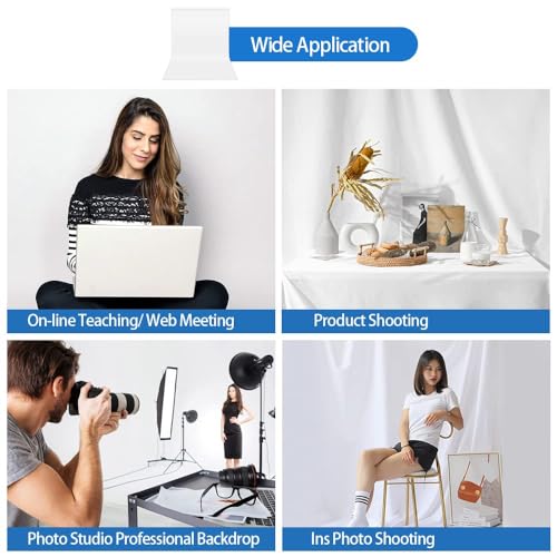 HEMMOTOP White Photography Backdrop, 10x8 ft White Photo Backdrops Background Curtain for Photoshoot, Video Recording, Photographic Studio, Picture, Party, Photos, Product (Backdrop only) - Image 4