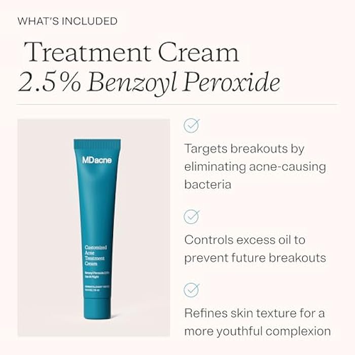 MDacne مجموعة علاج حب الشباب للوجه من MDacne 3 خطوات، كريم بنزويل بيروكسايد 2.5%، منظف حمض الساليسيليك، مرطب نياسيناميد – عناية بالبشرة نباتية طبية لحب الشباب للبالغين والمراهقين، مجموعة 30 يوم - Image 5