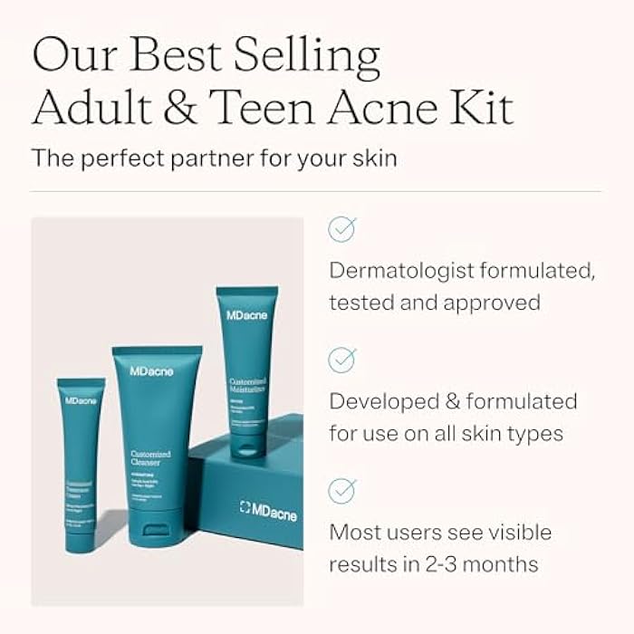 MDacne مجموعة علاج حب الشباب للوجه من MDacne 3 خطوات، كريم بنزويل بيروكسايد 2.5%، منظف حمض الساليسيليك، مرطب نياسيناميد – عناية بالبشرة نباتية طبية لحب الشباب للبالغين والمراهقين، مجموعة 30 يوم - Image 2