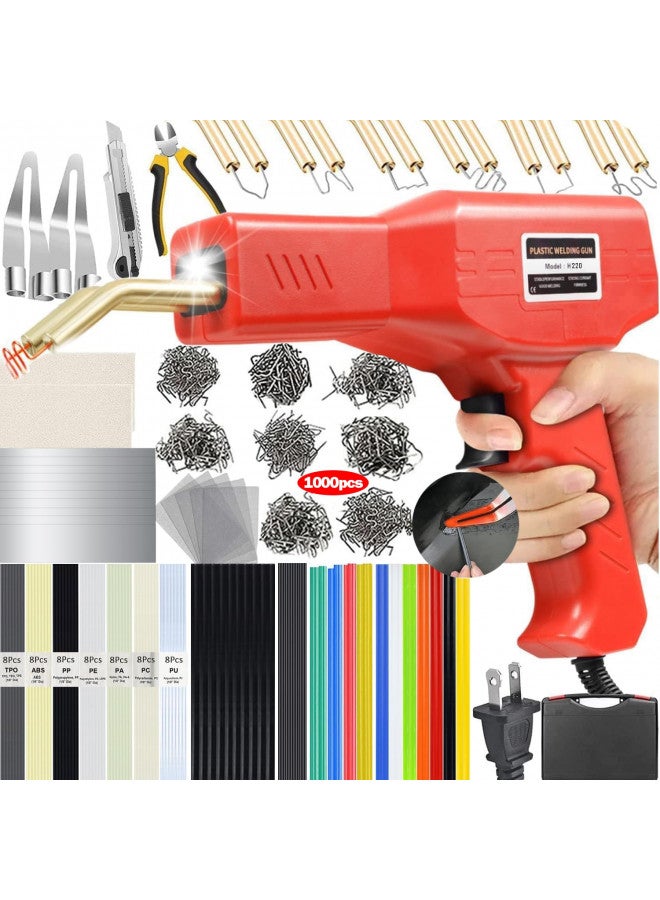 VCTSELITY Upgraded 220W Plastic Welder, 2 in 1 Plastic Welding Kit Plastic Repair Welder Kit 1000PCS Hot Stapler Soldering Gun with 100PCS Plastic Welding Rods Car Bumper Repair Kit for Most Plastic Repair - Image 1