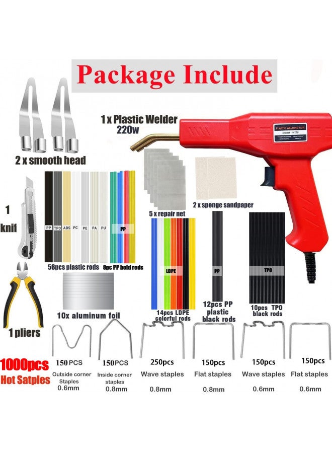 VCTSELITY Upgraded 220W Plastic Welder, 2 in 1 Plastic Welding Kit Plastic Repair Welder Kit 1000PCS Hot Stapler Soldering Gun with 100PCS Plastic Welding Rods Car Bumper Repair Kit for Most Plastic Repair - Image 2