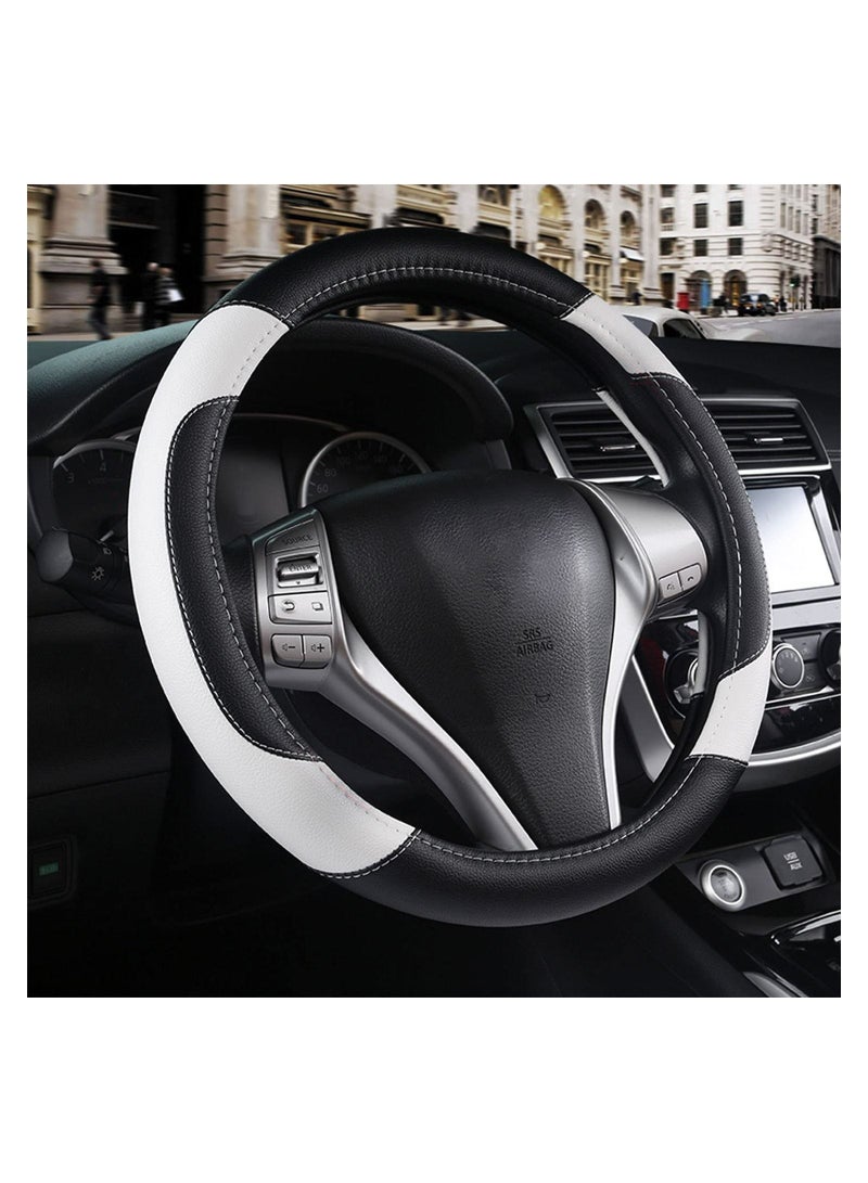 SYOSI Car Steering Wheel Cover, Leather Non-Slip Car Wheel Cover Protector Breathable Microfiber Leather Universal Fit for Most Cars, for All Season, 15" Ergonomic Comfort Grip Cover - Image 1