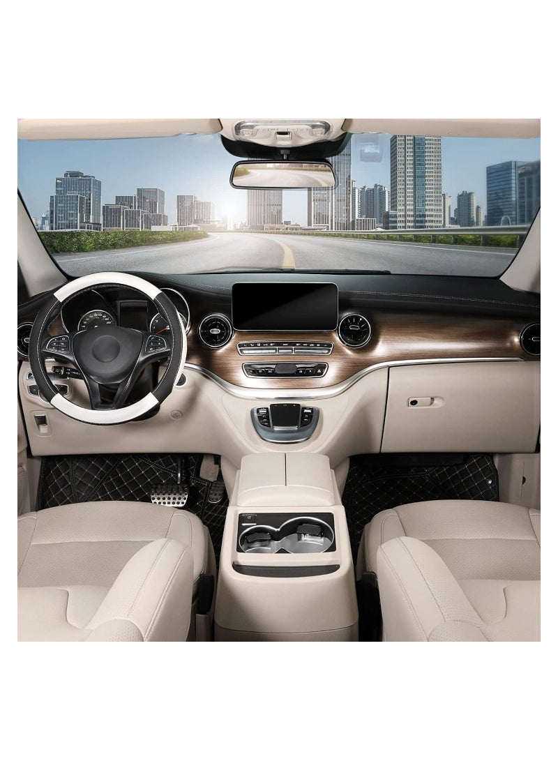 SYOSI Car Steering Wheel Cover, Leather Non-Slip Car Wheel Cover Protector Breathable Microfiber Leather Universal Fit for Most Cars, for All Season, 15" Ergonomic Comfort Grip Cover - Image 5