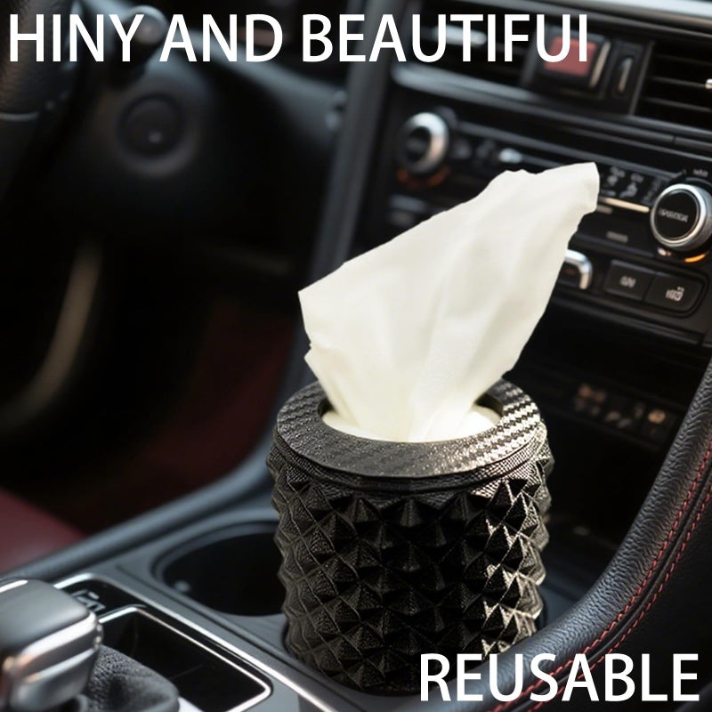 I3DIDEA Car Cup Holder Tissue Box Holder â€“ Auto Interior Accessories for Men & Womenï¼ŒCar Accessories Organizer with Premium Tissues with 1 Pack Tissues, Universal Fit for Most Vehicles (Black1) - Image 2