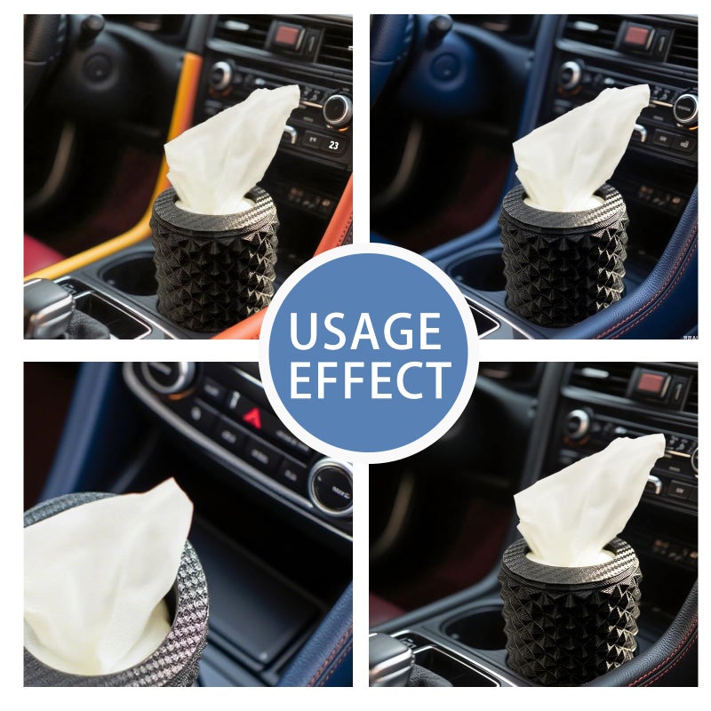 I3DIDEA Car Cup Holder Tissue Box Holder â€“ Auto Interior Accessories for Men & Womenï¼ŒCar Accessories Organizer with Premium Tissues with 1 Pack Tissues, Universal Fit for Most Vehicles (Black1) - Image 3