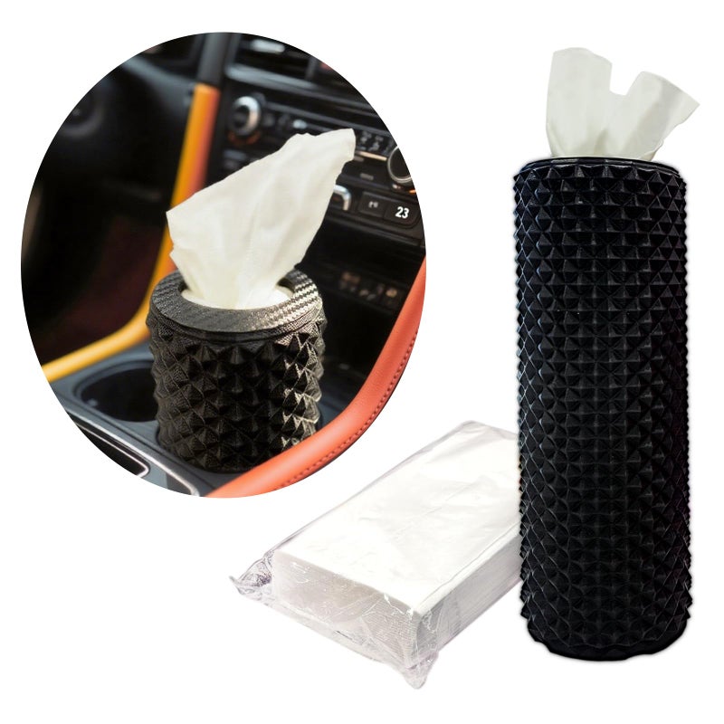 I3DIDEA Car Cup Holder Tissue Box Holder â€“ Auto Interior Accessories for Men & Womenï¼ŒCar Accessories Organizer with Premium Tissues with 1 Pack Tissues, Universal Fit for Most Vehicles (Black1) - Image 1