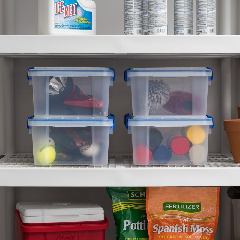 IRIS USA WeatherPro 16 Qt Storage Bins with Lids, 3 Pack, BPA-Free Plastic Gasket Box with Tight Latch and Seal, Stackable Nestable Tote Tub - Clear/Blue - Image 4